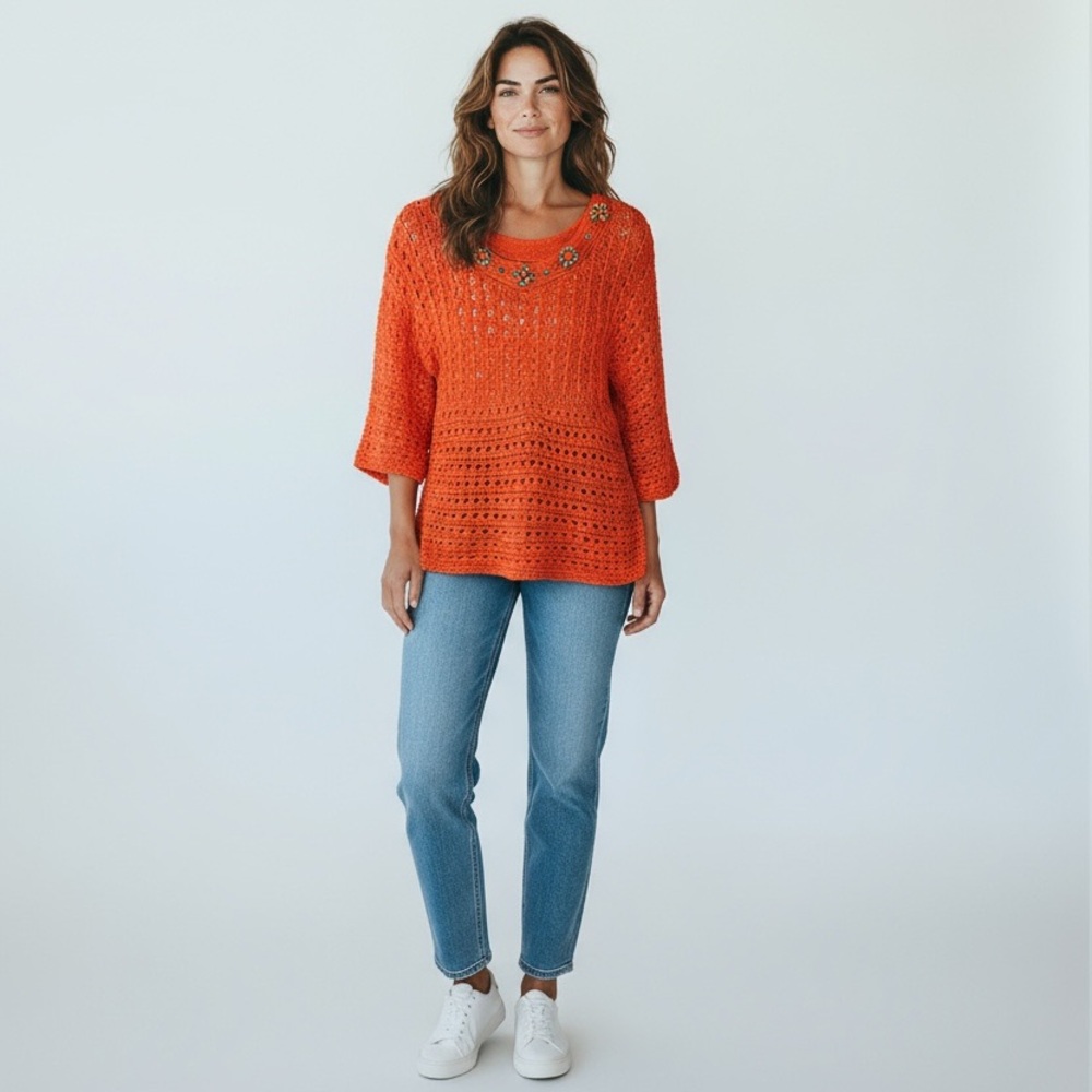 Ruby Rd. Vibrant Orange Knit Top